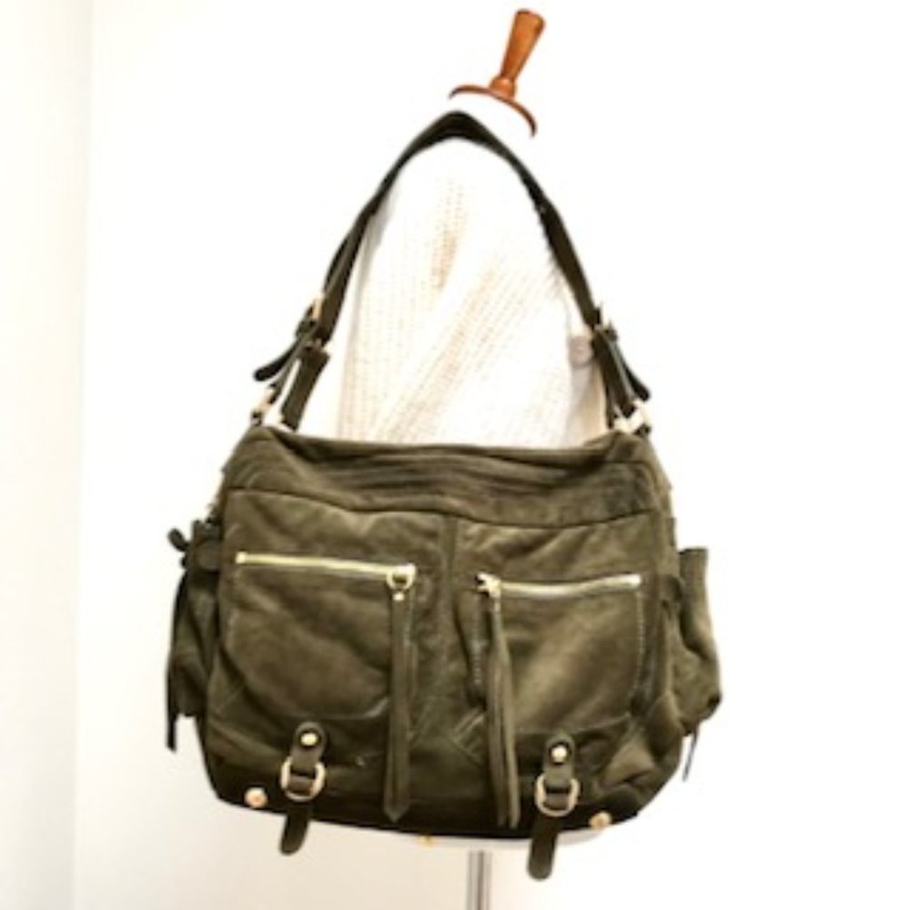 Sorial Olive Green Shoulder Bag with Brass Hardware